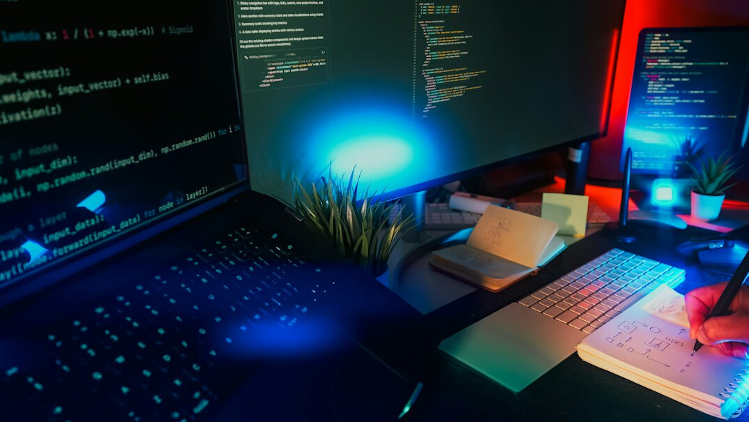 coding on laptop